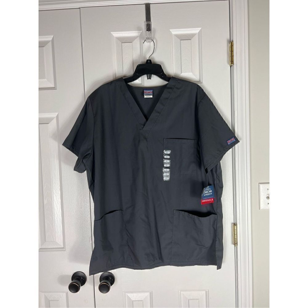 NWT Cherokee Unisex Grey Workwear Uniform Top Size L